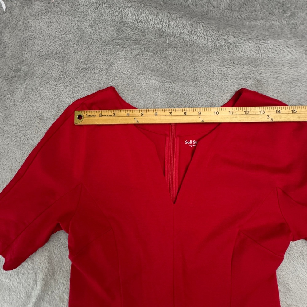 Soft Surroundings Dress Women's Size‎ 8 Red Short Sleeve Rear Zip - Picture 8 of 13